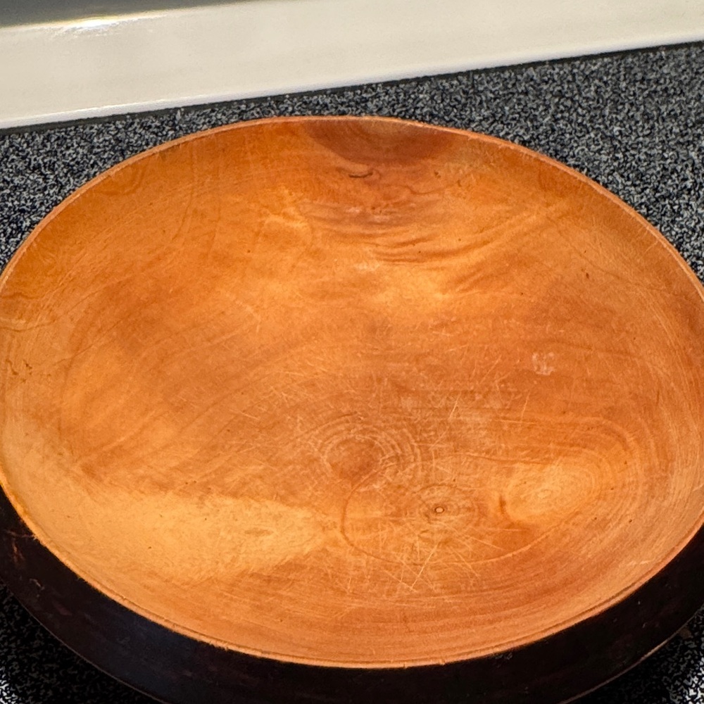 Handcrafted Wooden Bowl with Dark Rim - Picture 3 of 10